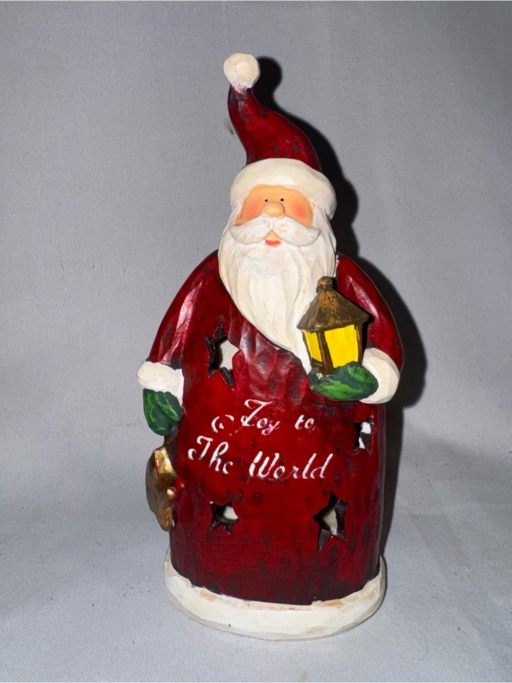 Red Santa Figurine 'Joy to The World' Holiday Decor